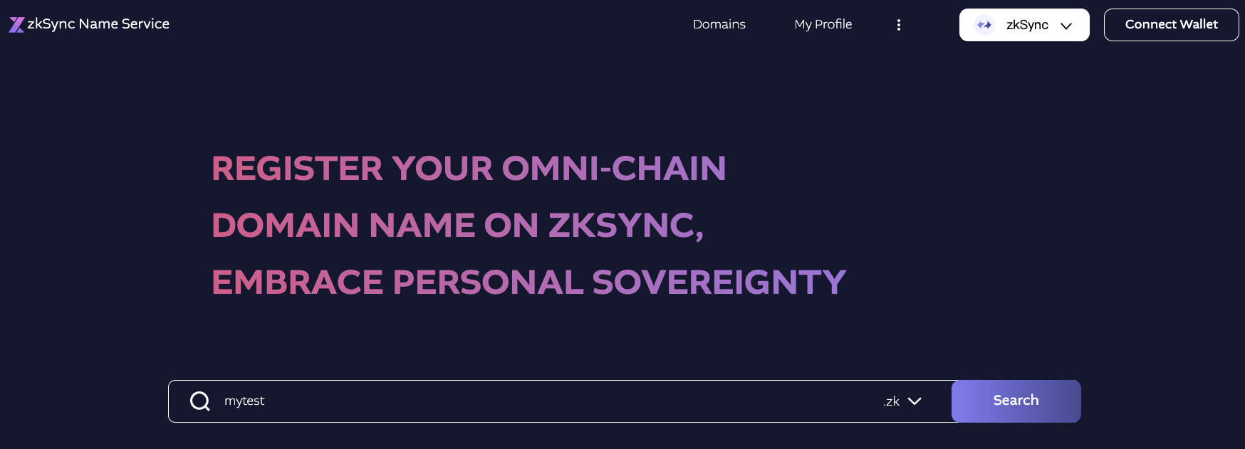 zkSync Name Service Search